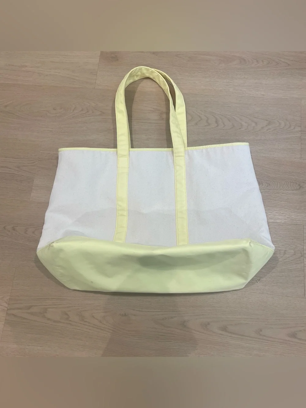 Stoney Clover Lane Canvas Tote with Pale Yellow Trim and Handles